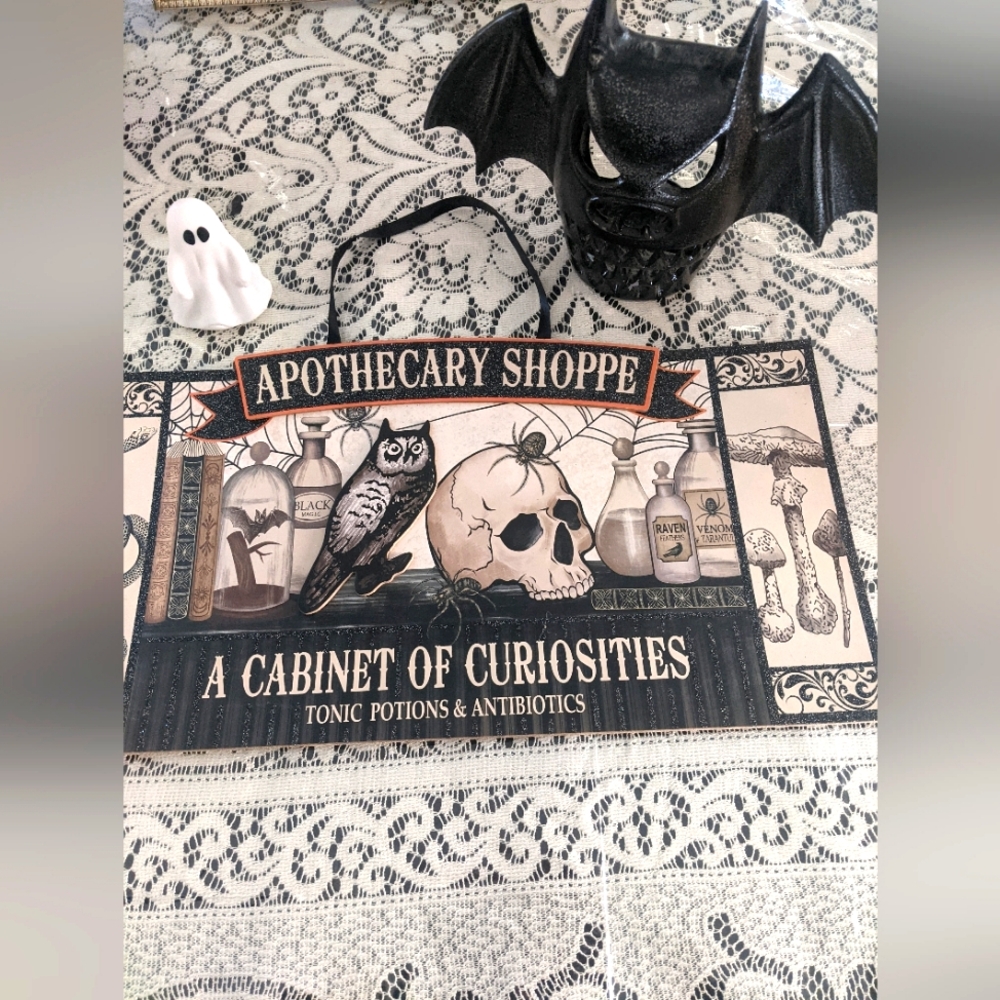 Halloween Apothecary Witchy Potion Skull Decor Sign Cabinet Of Curiosity Goth